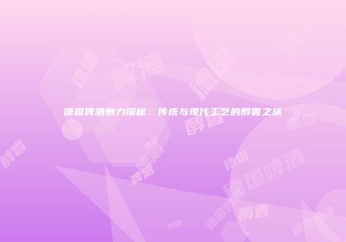 德国啤酒魅力探秘：传统与现代工艺的醇香之旅
