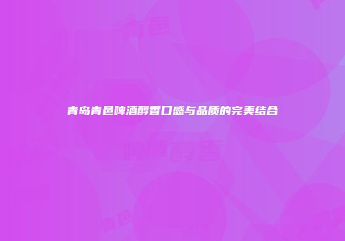 青岛青邑啤酒醇香口感与品质的完美结合