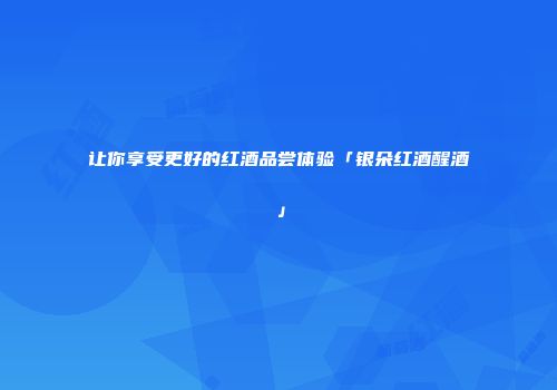 让你享受更好的红酒品尝体验「银朵红酒醒酒」