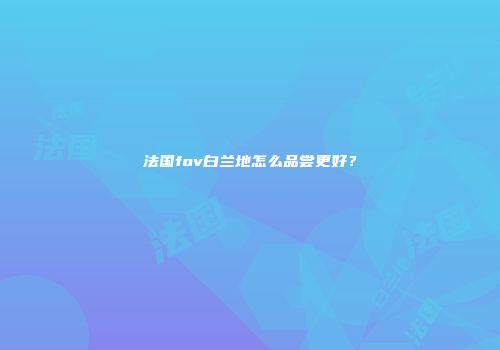 法国fov白兰地怎么品尝更好？