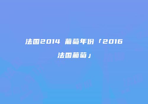 法国2014 葡萄年份「2016法国葡萄」