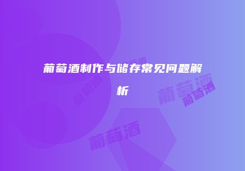 葡萄酒制作与储存常见问题解析