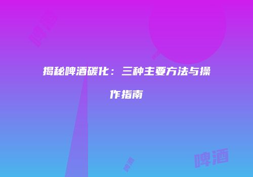 揭秘啤酒碳化：三种主要方法与操作指南