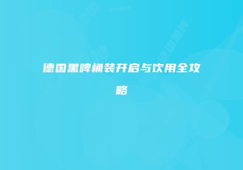 德国黑啤桶装开启与饮用全攻略