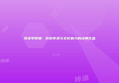 菏泽早啤酒：历史传承与文化魅力的经典饮品