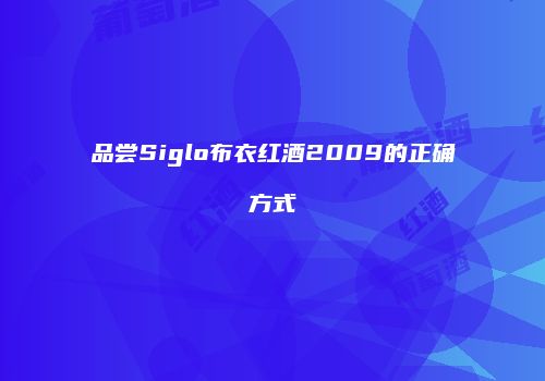 品尝Siglo布衣红酒2009的正确方式