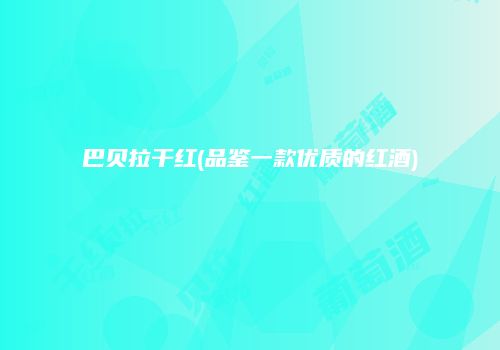 巴贝拉干红(品鉴一款优质的红酒)
