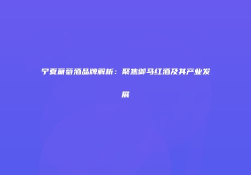 宁夏葡萄酒品牌解析：聚焦御马红酒及其产业发展