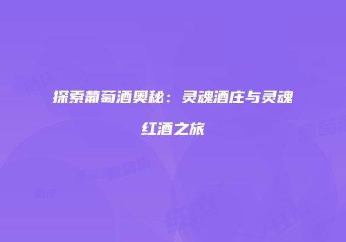 探索葡萄酒奥秘：灵魂酒庄与灵魂红酒之旅