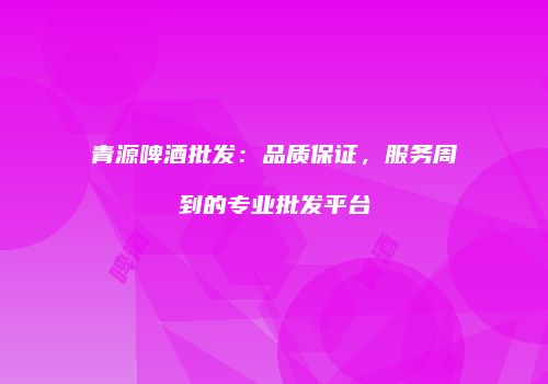 青源啤酒批发：品质保证，服务周到的专业批发平台