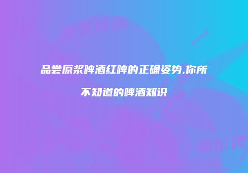 品尝原浆啤酒红啤的正确姿势,你所不知道的啤酒知识