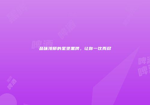 品味浓郁的星堡黑啤，让你一饮而尽