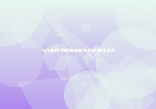 乌苏黑啤酒带你品味纯正的黑啤之美