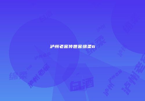 泸州老窖传世窖绵柔6