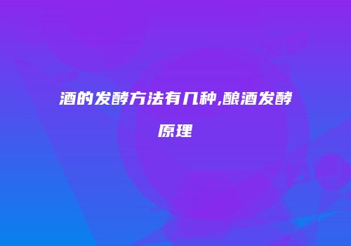 酒的发酵方法有几种,酿酒发酵原理