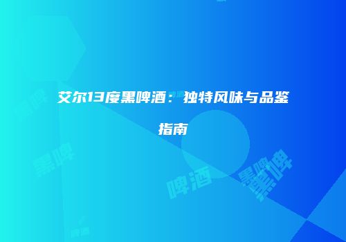 艾尔13度黑啤酒：独特风味与品鉴指南