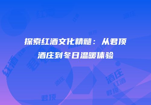 探索红酒文化精髓：从君顶酒庄到冬日温暖体验