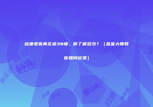 杜康老窖青花瓷38度，你了解多少？（品鉴大师教你如何欣赏）