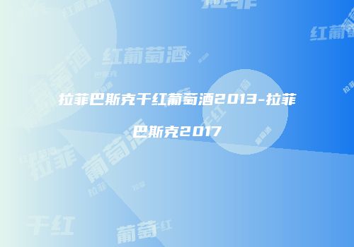 拉菲巴斯克干红葡萄酒2013-拉菲巴斯克2017