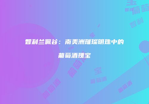 智利兰佩谷：南美洲璀璨明珠中的葡萄酒瑰宝