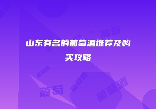 山东有名的葡萄酒推荐及购买攻略