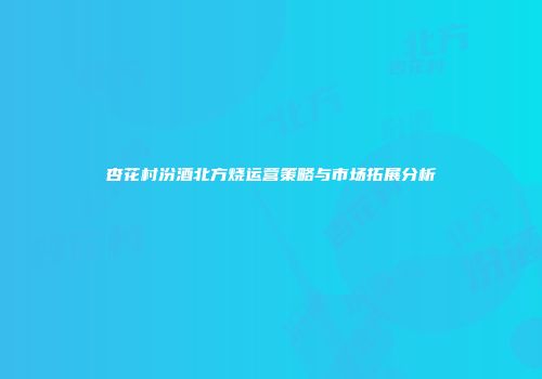 杏花村汾酒北方烧运营策略与市场拓展分析