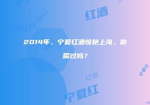 2014年，宁夏红酒惊艳上海，你喝过吗？