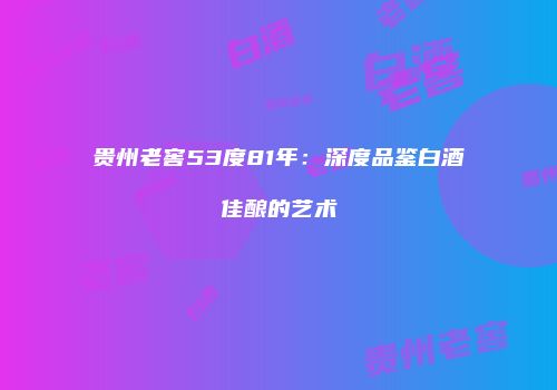 贵州老窖53度81年：深度品鉴白酒佳酿的艺术