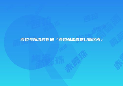 西拉与梅洛的区别「西拉和赤霞珠口感区别」