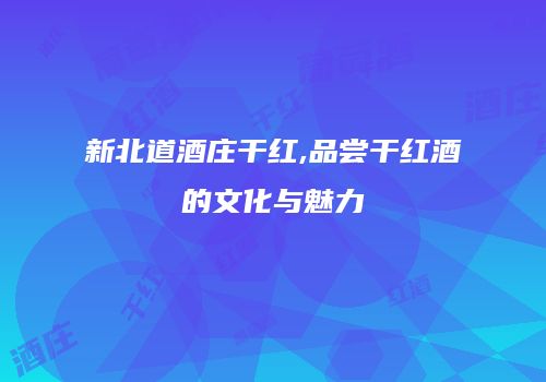 新北道酒庄干红,品尝干红酒的文化与魅力