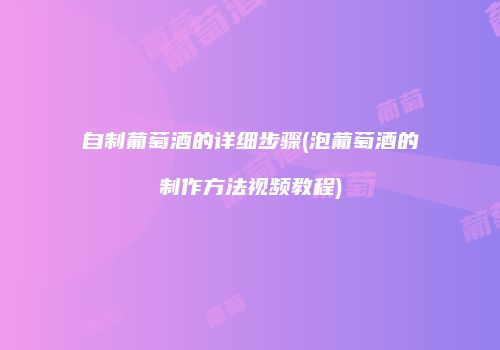 自制葡萄酒的详细步骤(泡葡萄酒的制作方法视频教程)