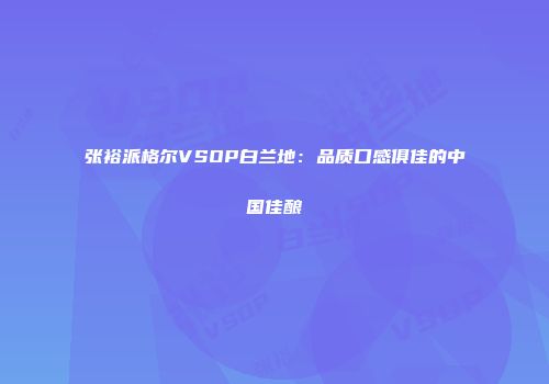 张裕派格尔VSOP白兰地：品质口感俱佳的中国佳酿