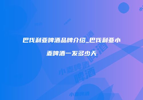 巴伐利亚啤酒品牌介绍_巴伐利亚小麦啤酒一发多少天
