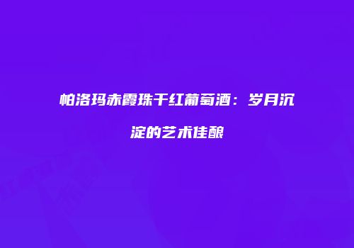 帕洛玛赤霞珠干红葡萄酒：岁月沉淀的艺术佳酿