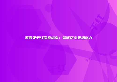 黑鲁贝干红品鉴指南：如何尽享美酒魅力
