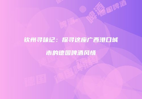 钦州寻味记：探寻这座广西港口城市的德国啤酒风情