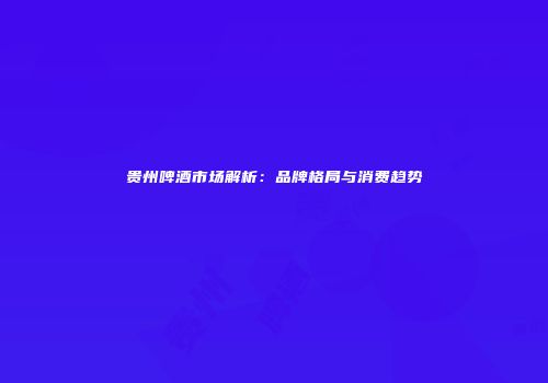贵州啤酒市场解析：品牌格局与消费趋势