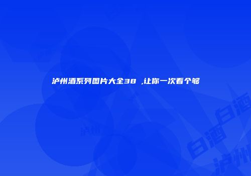 泸州酒系列图片大全38℃,让你一次看个够