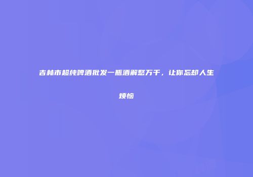 吉林市超纯啤酒批发一瓶酒解愁万千，让你忘却人生烦恼
