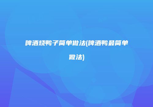啤酒烧鸭子简单做法(啤酒鸭最简单做法)
