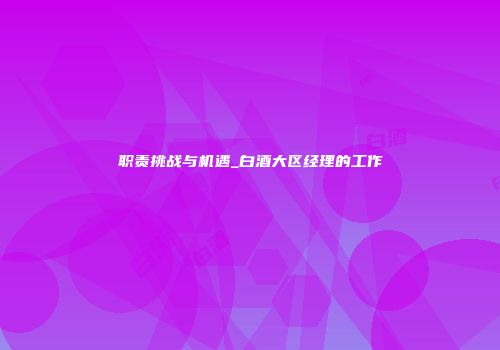职责挑战与机遇_白酒大区经理的工作