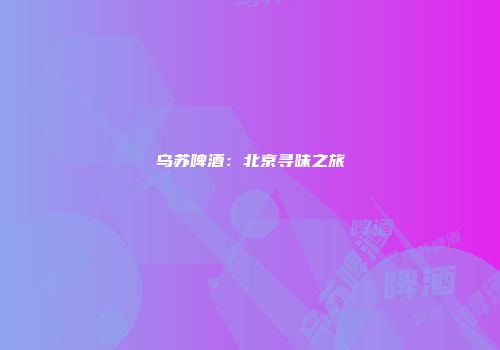 乌苏啤酒：北京寻味之旅
