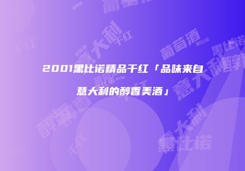 2001黑比诺精品干红「品味来自意大利的醇香美酒」