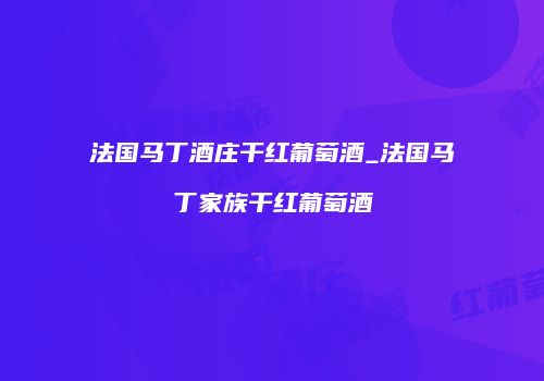 法国马丁酒庄干红葡萄酒_法国马丁家族干红葡萄酒