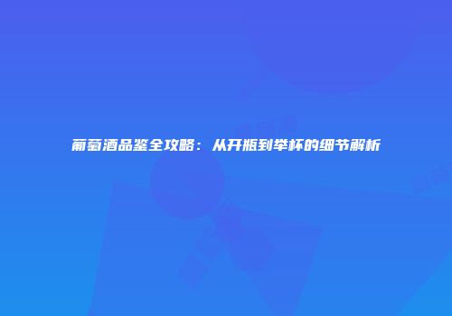 葡萄酒品鉴全攻略：从开瓶到举杯的细节解析