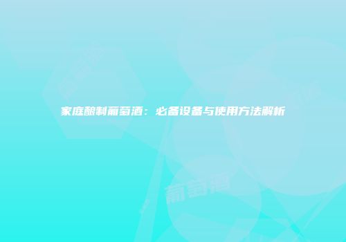 家庭酿制葡萄酒：必备设备与使用方法解析