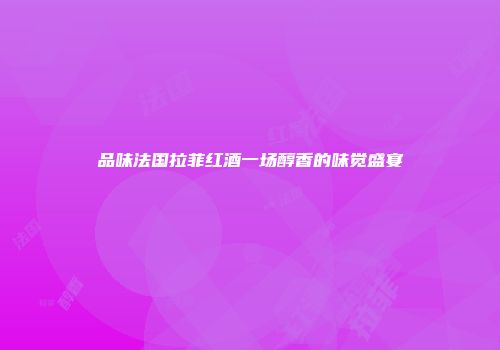 品味法国拉菲红酒一场醇香的味觉盛宴