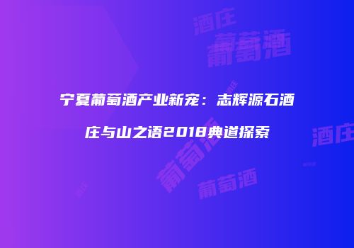 宁夏葡萄酒产业新宠：志辉源石酒庄与山之语2018典道探索