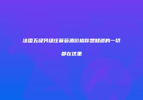 法国五级列级庄葡萄酒价格你想知道的一切都在这里