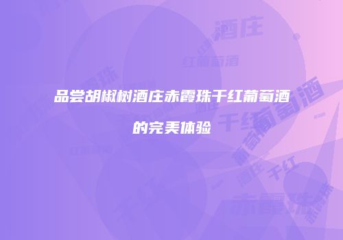 品尝胡椒树酒庄赤霞珠干红葡萄酒的完美体验
